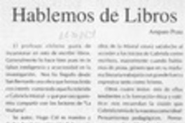 Hablemos de libros  [artículo] Amparo Pozo.