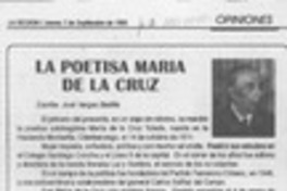 La poetisa María de la Cruz  [artículo] José Vargas Badilla.