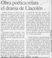 Obra poética relata el drama de Llacolén  [artículo].