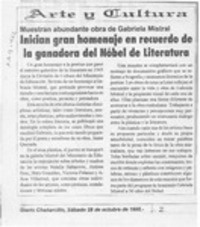 Inician gran homenaje en recuerdo de la ganadora del Nobel de Literatura  [artículo].