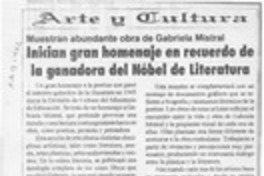 Inician gran homenaje en recuerdo de la ganadora del Nobel de Literatura  [artículo].