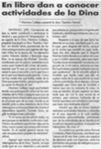 En libro dan a conocer actividades de la Dina