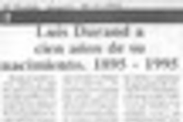 Luis Durand a cien años de su nacimiento