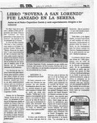 Libro "Novena a San Lorenzo" fue lanzado en La Serena  [artículo].