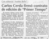 Carlos Cerda firmó contrato de edición de "Primer tiempo"  [artículo].