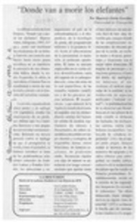 "Donde van a morir los elefantes"  [artículo] Mauricio Ostria González.