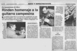 Rinden homenaje a la guitarra campesina  [artículo] Eduardo Henríquez O.