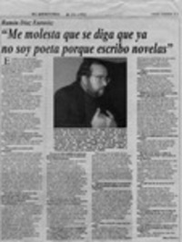 "Me molesta que se diga que ya no soy poeta porque escribo novelas"  [artículo] Marco Herrera.