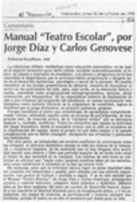 Manual "Teatro escolar", por Jorge Díaz y Carlos Genovese  [artículo].