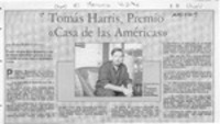 Toms Harris, Premio "Casa de las Américas"  [artículo] Pedro Pablo Guerrero.