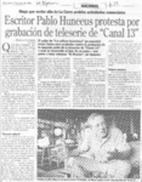 Escritor Pablo Huneeus protesta por grabación de teleserie de "Canal 13"