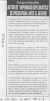 Autor de "Impunidad diplomática" se presentará ante el severo  [artículo].