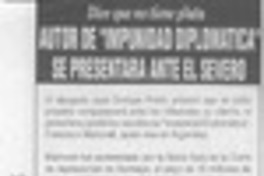 Autor de "Impunidad diplomática" se presentará ante el severo  [artículo].