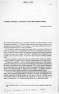 Gabriela Mistral, cincuenta años del Premio Nobel  [artículo] Ana María Cuneo.