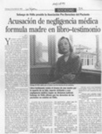 Acusación de negligencia médica formula madre en libro-testimonio