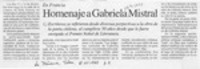 Homenaje a Gabriela Mistral  [artículo].
