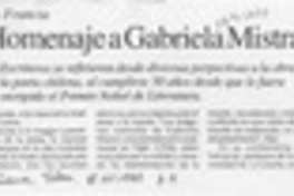 Homenaje a Gabriela Mistral  [artículo].