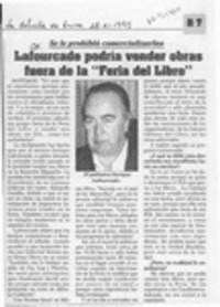 Lafourcade podría vender obras fuera de la "Feria del libro"  [artículo].