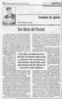 Dos libros del Fondart  [artículo] Marino Muñoz Lagos.
