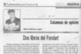 Dos libros del Fondart  [artículo] Marino Muñoz Lagos.