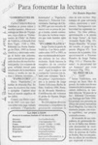 Para fomentar la lectura  [artículo] Ramón Riquelme.