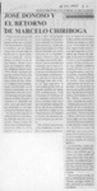 José Donoso y el retorno de Marcelo Chiriboga  [artículo] Wellington Rojas Valdebenito.