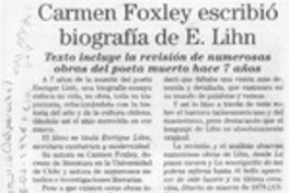 Carmen Foxley escribió biografía de E. Lihn  [artículo].