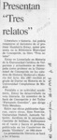 Presentan "Tres relatos"