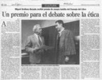 Un premio para el debate sobre la ética  [artículo] R. V.