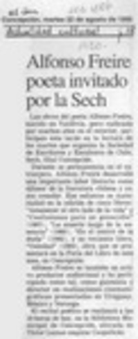 Alfonso Freire poeta invitado por la Sech  [artículo].