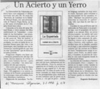 Un acierto y un yerro  [artículo] Eugenio Rodríguez.