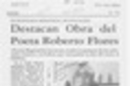 Destacan obra del poeta Roberto Flores