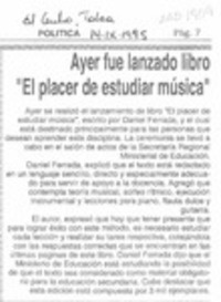 Ayer fue lanzado libro "El placer de estudiar música"  [artículo].