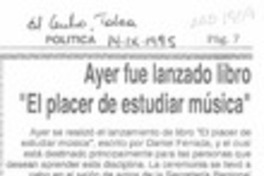 Ayer fue lanzado libro "El placer de estudiar música"  [artículo].