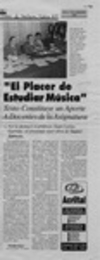 "El Placer de estudiar música"  [artículo].