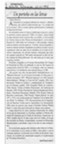Un porteño en las letras  [artículo] José Flores Leiva.