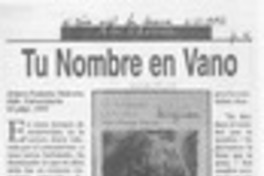 Tu nombre en vano  [artículo] Susana Silva M.