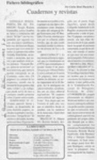 Cuadernos y revistas  [artículo] Carlos René Ibacache I.