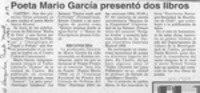 Poeta Mario García presentó dos libros  [artículo].