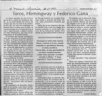 Toros, Hemingway y Federico Gana  [artículo] Lautaro Robles.