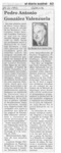 Pedro Antonio González Valenzuela  [artículo] Hernán de la Carrera Cruz.