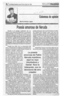 Poesía amorosa de Neruda