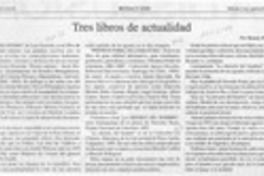 Tres libros de actualidad  [artículo] Ramón Riquelme.