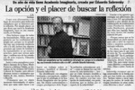 La opción y el placer de buscar la reflexión  [artículo] L. N.