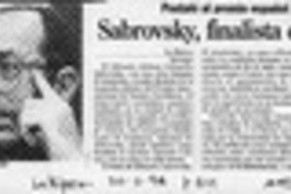 Sabrovsky, finalista en concurso  [artículo].