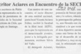 Escritor Aciares en encuentro de la SECH  [artículo].