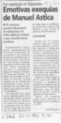 Emotivas exequias de Manuel Astica