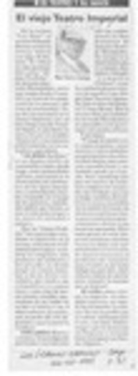El viejo teatro Imperial  [artículo] Mario Cánepa.