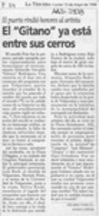 El "Gitano" ya está entre sus cerros  [artículo] Mauricio Parra D.