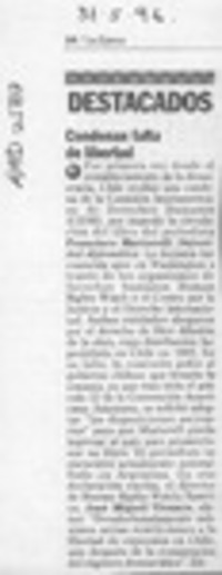 Condenan falta de libertad  [artículo].